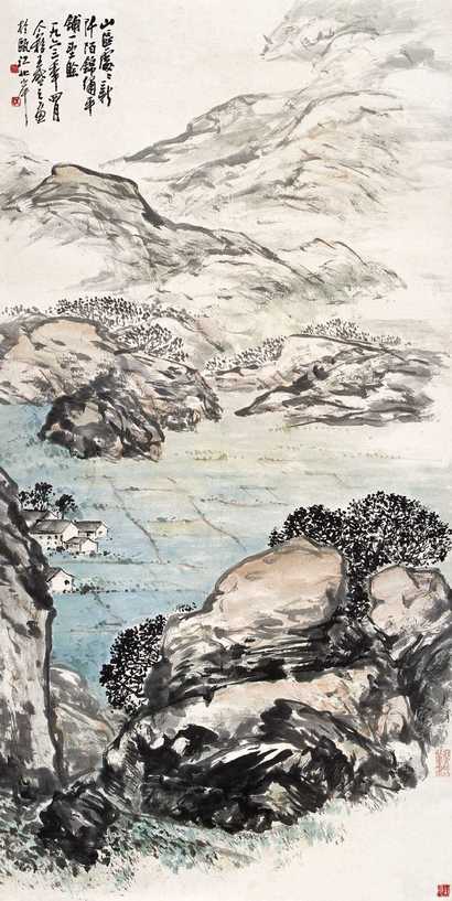 王个簃 1963年作 山水 立轴